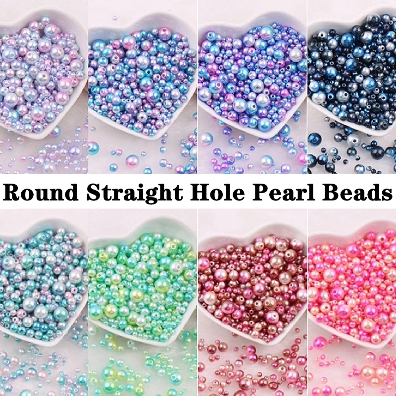 

With Hole Gradient Pearls For DIY Wedding Party Supplies Manicure Pearls Mermaid Party Necklace Jewelry Earring Pendant Decor