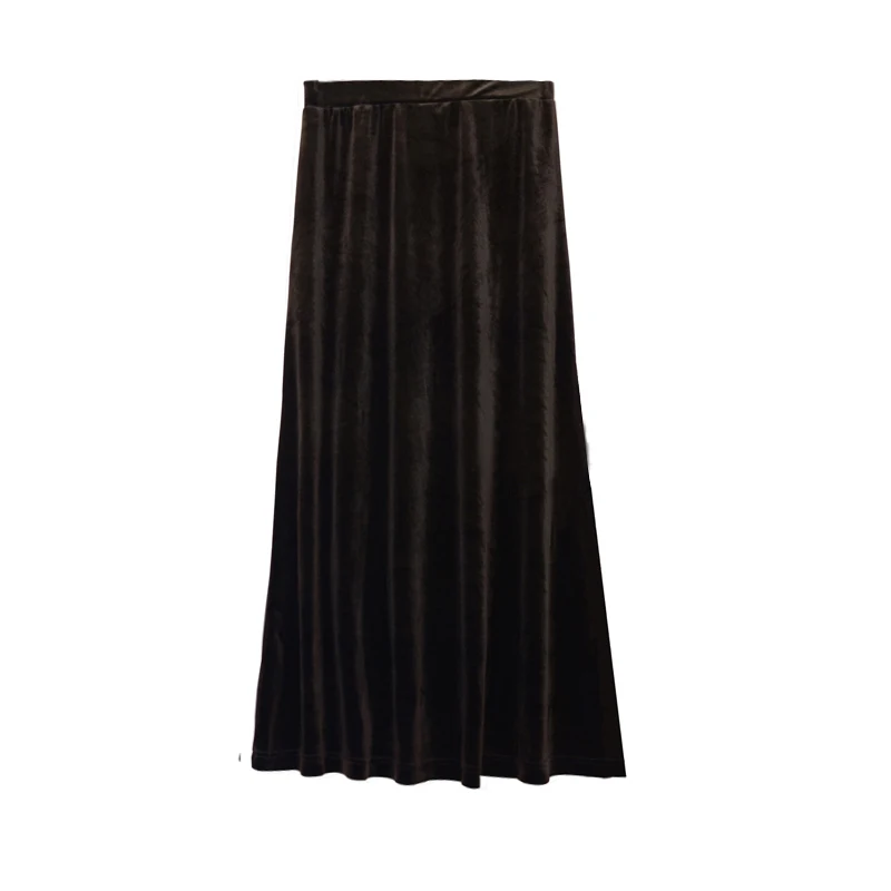 XS-10XL, модные длинные макси юбки трапециевидной формы для женщин, эластичная резинка на талии, зимняя велюровая плиссированная бархатная юбка на заказ