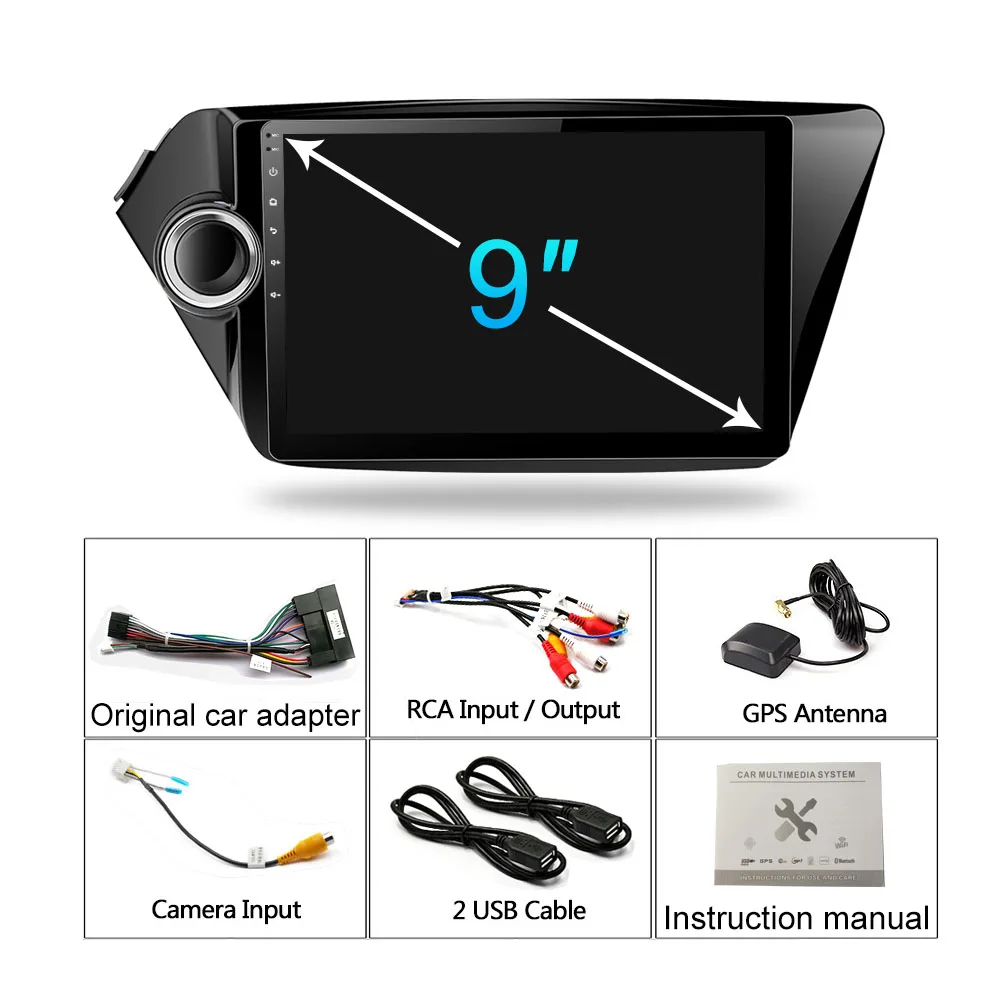 Автомагнитола 2DIN с GPS-навигацией Android 9 1 для Kia RIO 3 4 Rio 2010 2011 2012 2013 2014 2015 2016 2017 2018