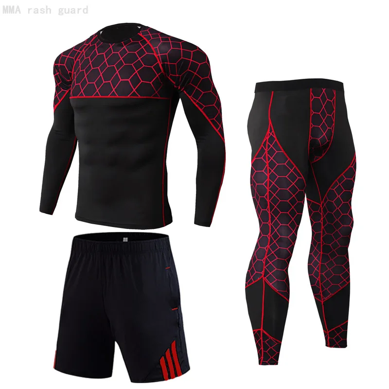 

Брендовые мужские спортивный 3-pc/комплект колготки рубашки с коротким рукавом спортивная одежда быстро сохнущая Велоспорт нижнее бельё для...