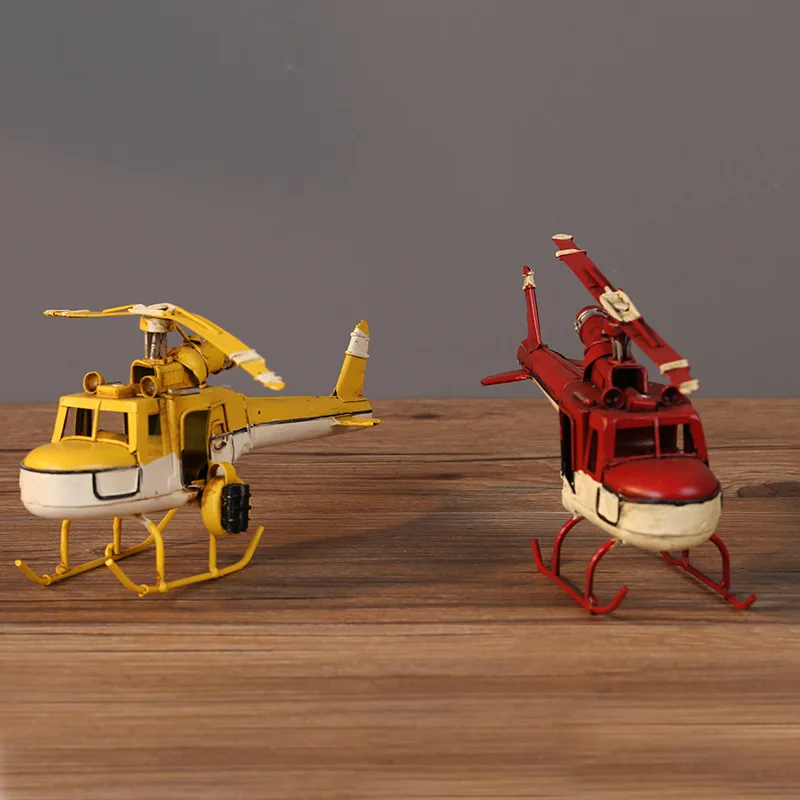 

Static Retro Creative Helicopter Model Metal Crafts Simulate Aircraft Airplane Fighter Model Collection Toys for Children Adults