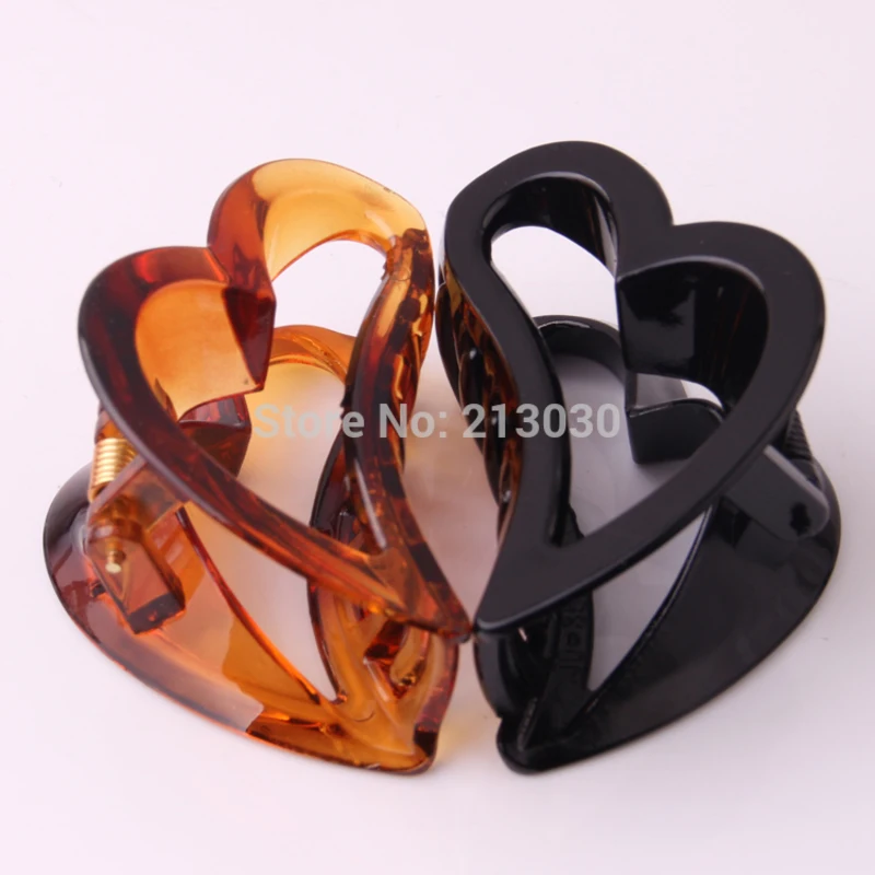 

Wholesale Brand Crab For Hair High Quality Hollow Out Heart Hair Claws Girls' Shower Clips Clamp Hair Pins Brown & Black