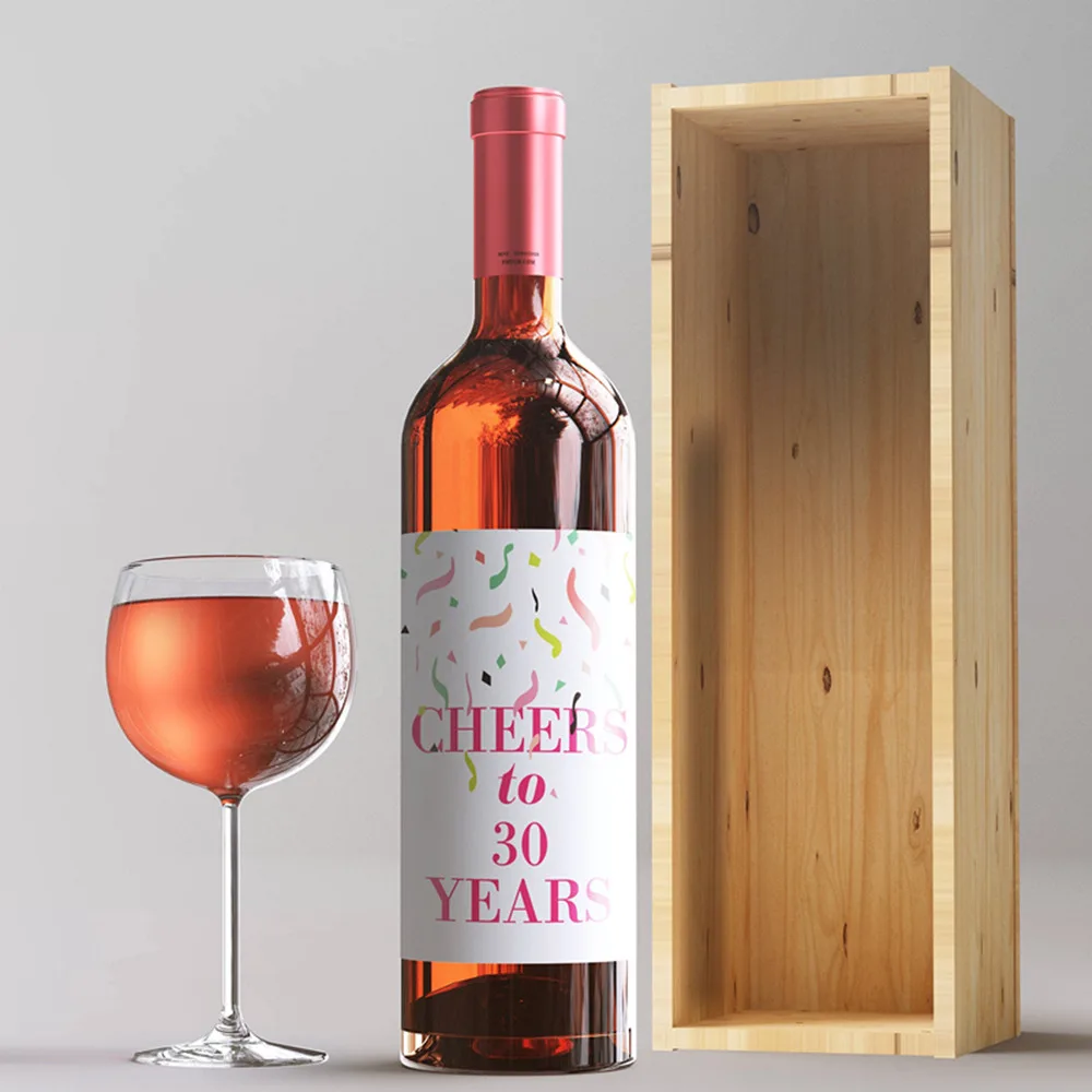 Пользовательские 4 шт 30th день рождения бутылки вина этикетки Bday партии наклейки