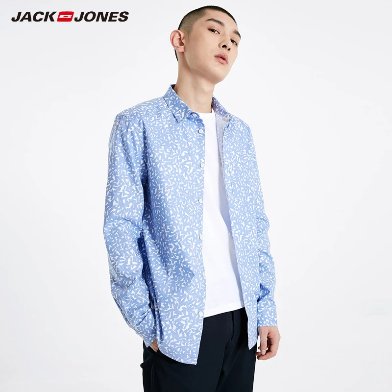 Мужская рубашка с длинными рукавами из 100% хлопка принтом Jack Jones |