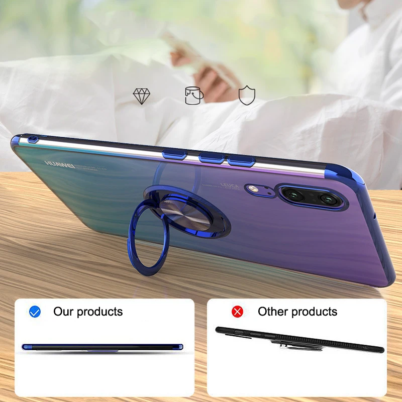 Чехол для Huawei Mate 30 Pro P30 20 прозрачный мягкий противоударный чехол с кольцом на