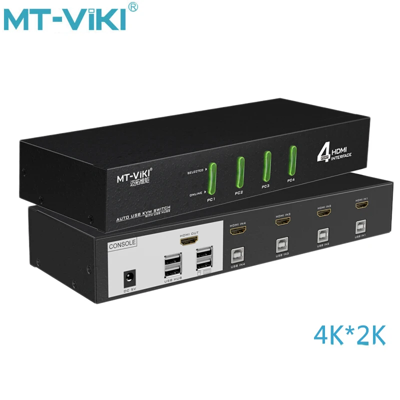 MT VIKI HDMI KVM переключатель Автоматический коммутатор 4 портовый USB автоматический cut
