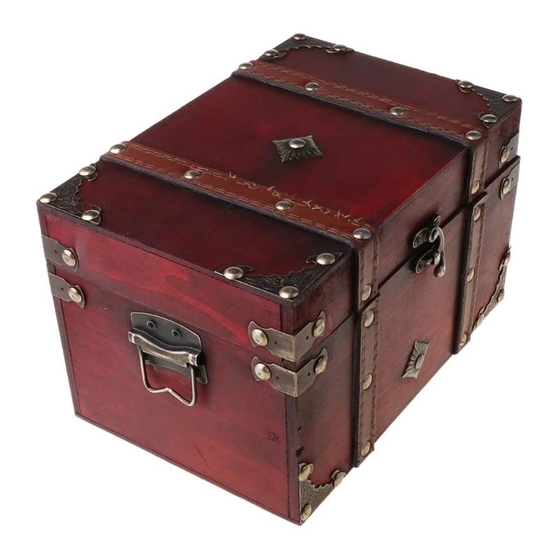 

Treasure Chest Vintage Wooden Storage Box Antique Style Jewelry Organizer for Jewelry