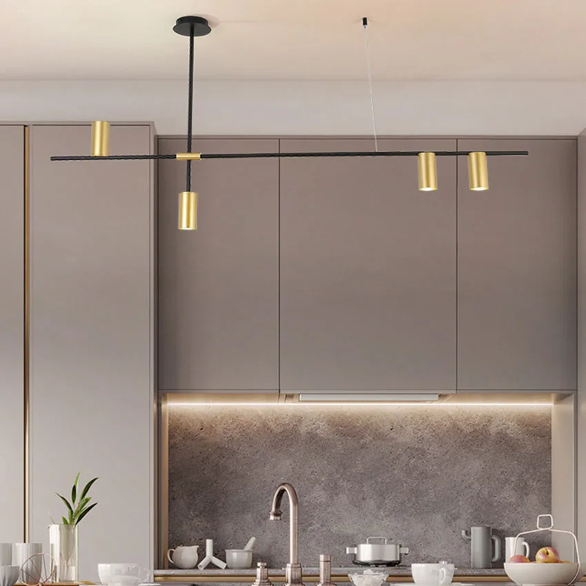 

Nordic LED hanging spotlight luminaires 3/4/9/12 lights golden strip pendant lamp for living room restaurant bar light fixture