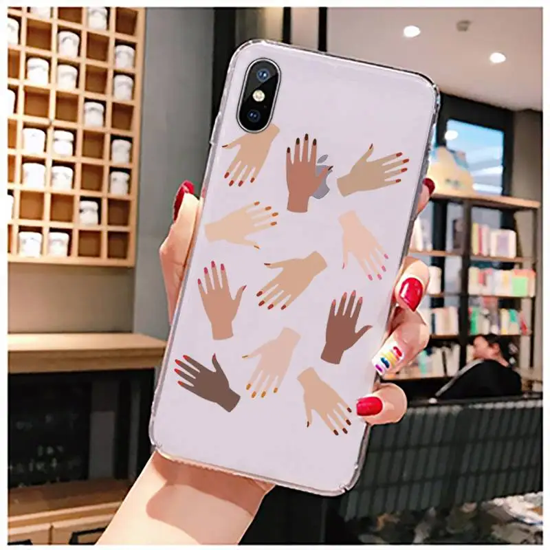 

pink Feminist fist Logo Phone Case Transparent for iPhone 11 12 mini pro XS MAX 8 7 6 6S Plus X 5S SE 2020 XR