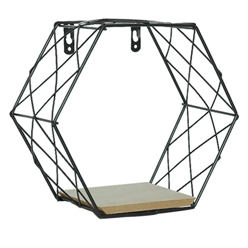 

Geometric Flowerpot Metal Iron Frame Ceramic Wall Hanging Potted Plant Container Office Desktop Decoration