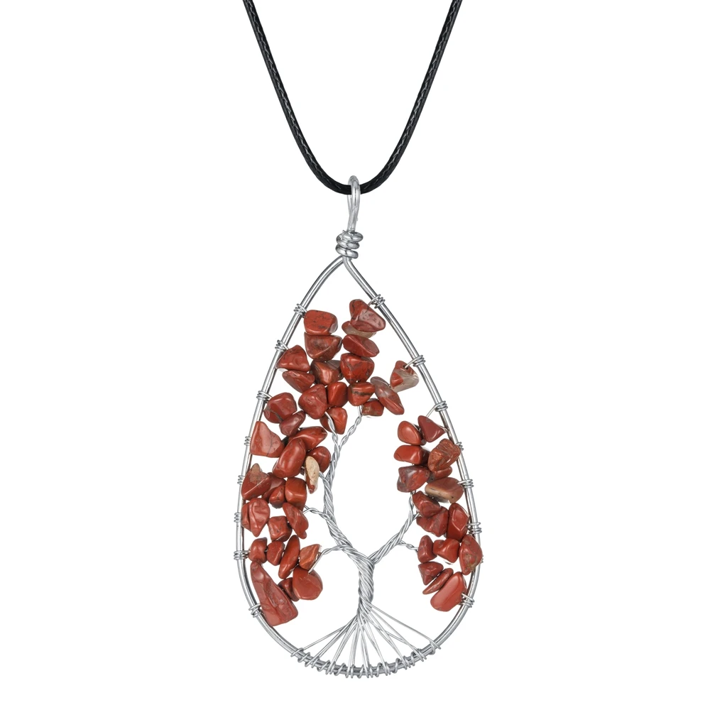 Цепочка с натуральным кристаллом ручной работы кулон из дерева 24 дюймовая черная