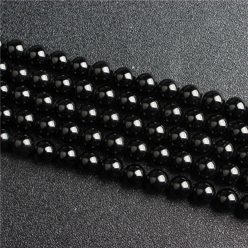 

Natural stone round bead black tourmaline loose beads 6 / 8 / 10 / 12mm suitable for jewelry making DIY Bracelet Necklace