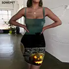 Женское платье для Хэллоуина, с тыквой, летучая мышь