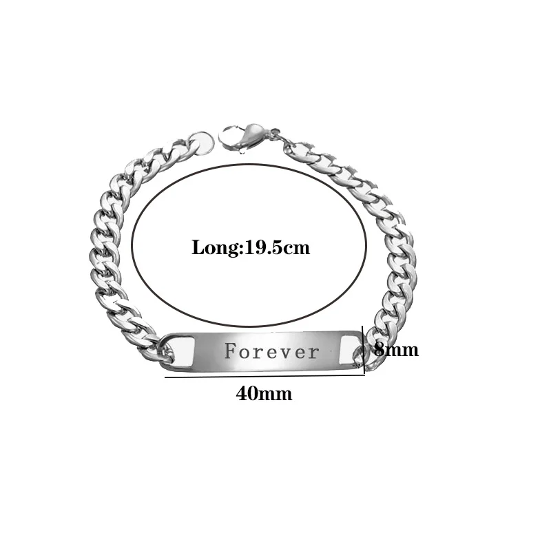 Панковские браслеты с гравировкой имени для мужчин и женщин из нержавеющей стали