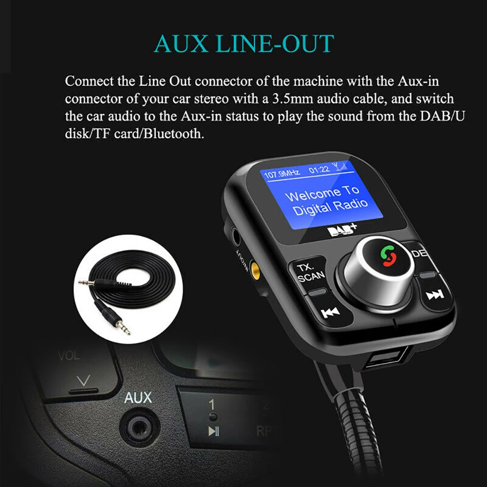 Автомобильный Bluetooth MP3-плеер DAB+ цифровое радио fm-передатчик Поддержка громкой связи телефонные звонки двойная звуковая карта USB fm-передатчик