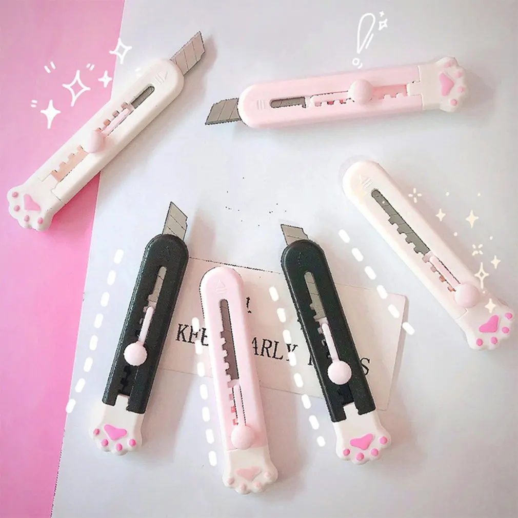 

Kawaii Mini Pocket Cat Paw Art Utility Knife Express Box Knife Paper Cutter Craft Wrapping Refillable Blade Stationery