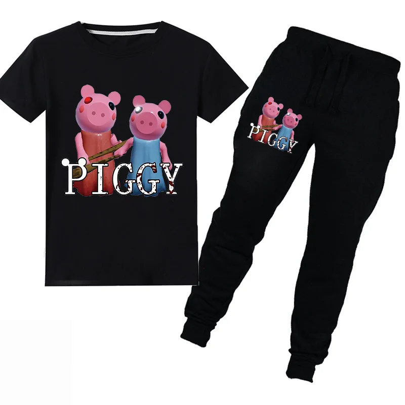 

Новинка, одежда для маленьких мальчиков robloxing piggy, Повседневная летняя детская одежда, спортивные костюмы для девочек, футболка с коротким р...