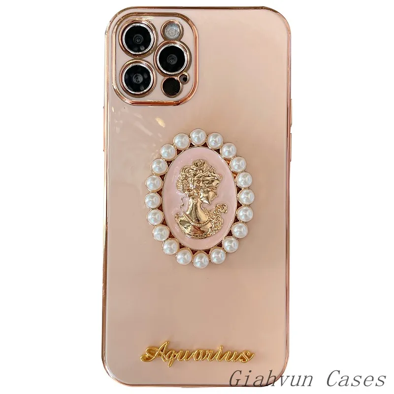 3D Pearl Goddess Soft Plating Protect Lens Case For iphone 14 13 12 Pro Max MiNi 11 ProMax X XS XR 6S 7 8 Plus SE 2020 Cover