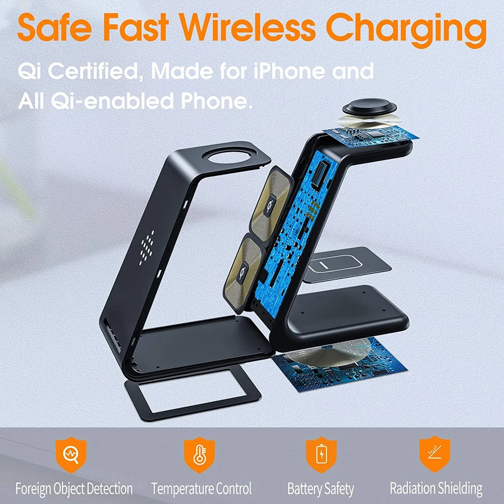 3 in 1 wireless charger stand for iphone 1112 pro max qi 15w fast charging induction chargers for apple watch airpods samsung free global shipping