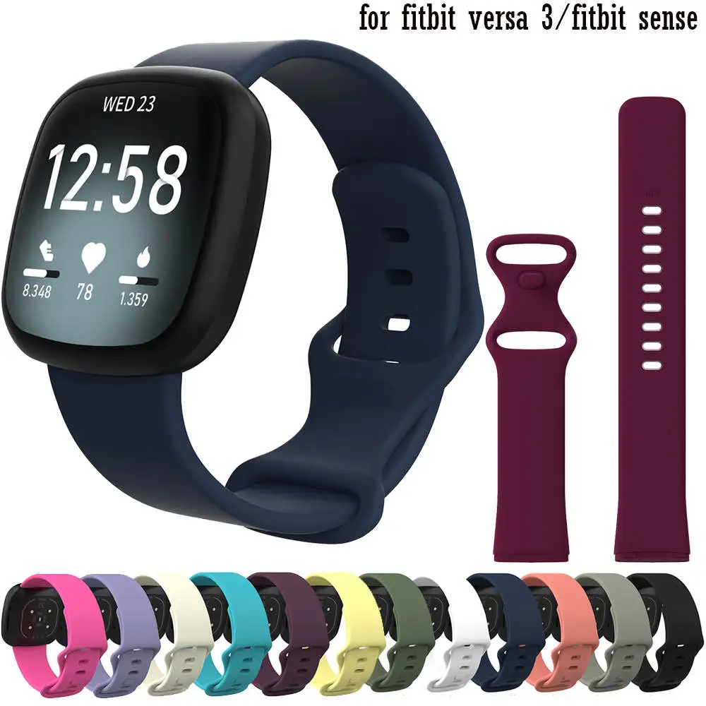 

For Fitbit Versa 3 Watchband For Fitbit Versa Sense Soft Silicone Sports Smartwatch Strap Wearable Belt Wristband Bracelet
