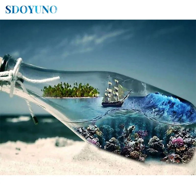 

SDOYUNO DIY 5D Diamond Painting Scenery Full Square Diamond Embroidery Icon Seascape Frameless Mosaic Pattern Home Decor