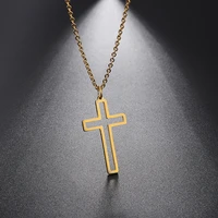 vintage gothic hollow cross pendant necklace gold color cool street style necklace for men women gift wholesale neck jewelry