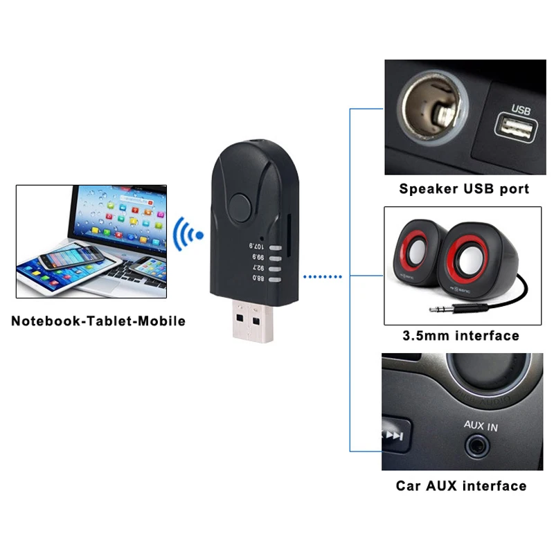 Aux Bluetooth автомобильный комплект беспроводной аудиоприемник 3 5 мм Поддержка TF