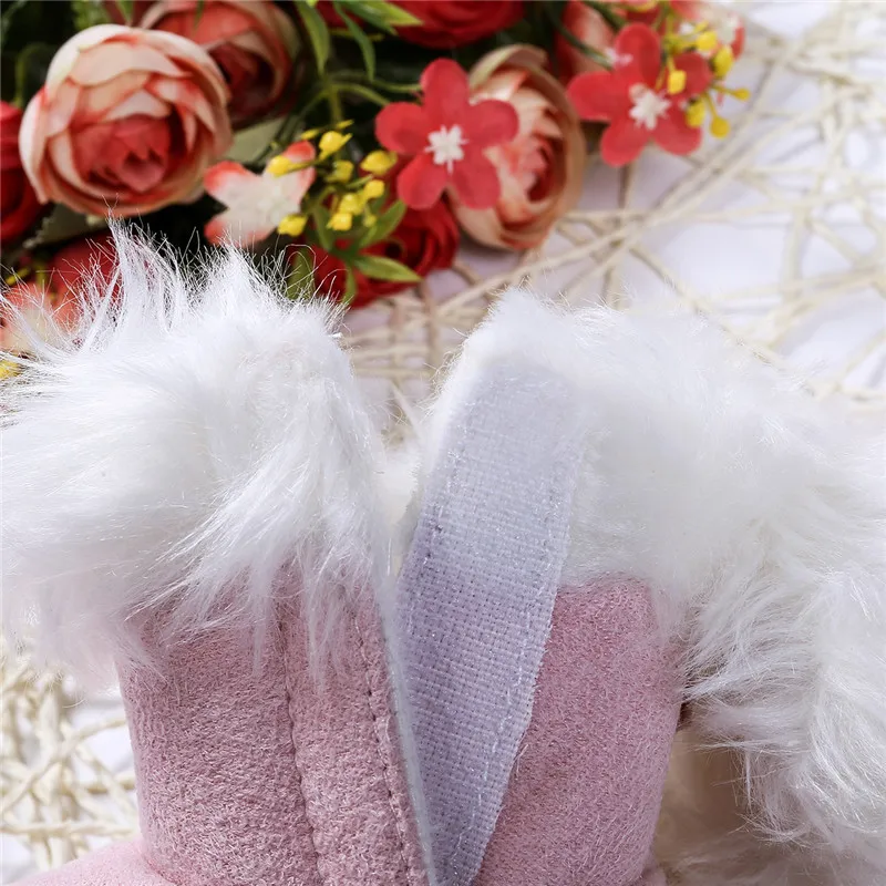 

Toddler Baby Girl Boy Boots Booties Snow Slippers Solid Fur Slip-On Bow Cotton Winter Warm Shoes 0-18M