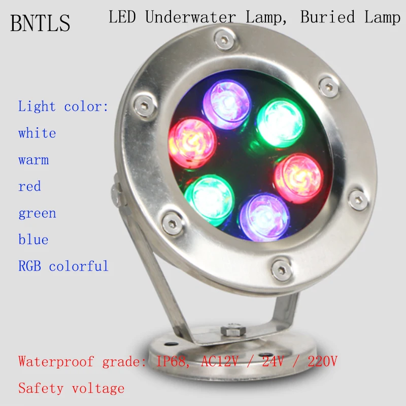 

LED Underwater light 6W 12W square outdoor pool spotlight low voltage 12V colorful gradient pool fountain light projection light