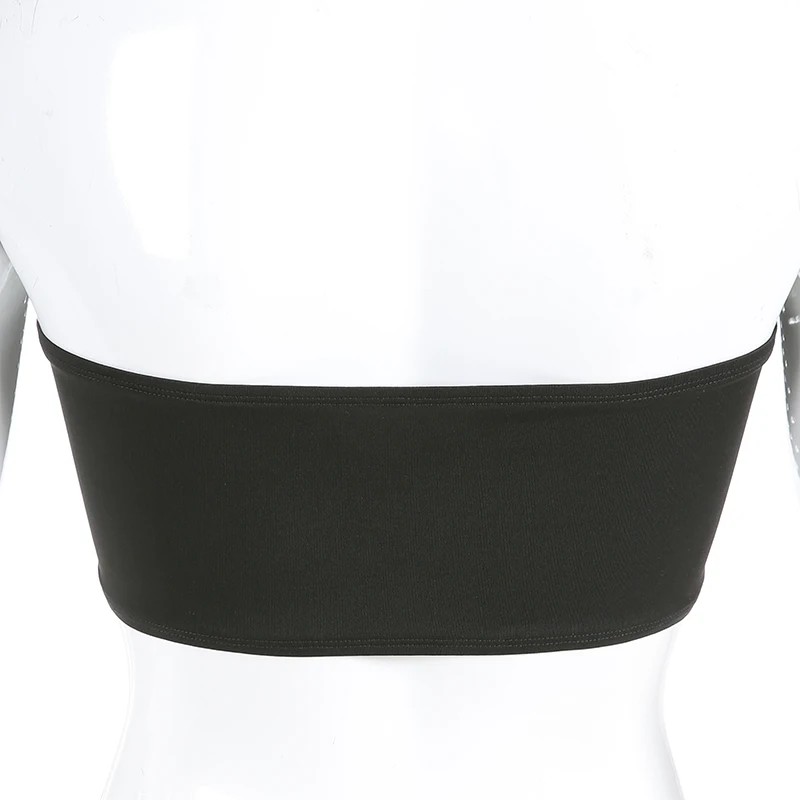 

YICIYA Crystal Black Strapless Boob Tube Tops Tees Sleeveless Sexy Wrap Crop Top Women Harajuku Backless Bandeau Bra 2021Summer