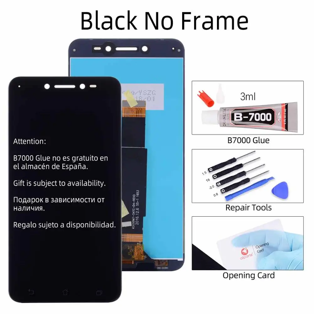 Дисплей для ASUS Zenfone Live ZB501KL LCD в сборе с тачскрином на рамке черный белый золотой - Цвет: No Frame Black