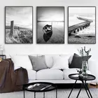 Пейзаж, холст, живопись, плакат, черно-белый мост, Настенная картина, скандинавский минималистический настенный рисунок для гостиной TB220