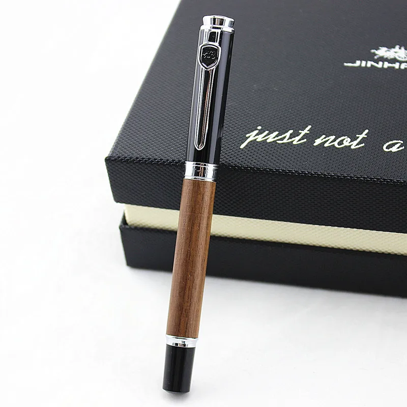 

Jinhao Pear Wood Rollerball Pen with Ink Refill, Wooden Barrel Vintage Writing Signature Pen, Business Office School Supplies