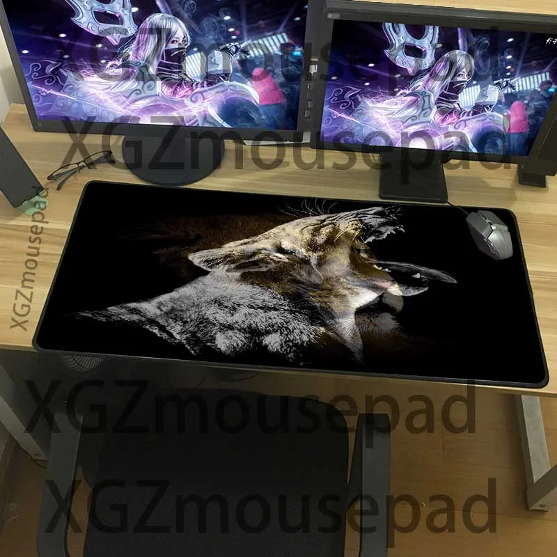 Большой коврик для мыши XGZ с изображением животных Льва рора черный Коврик
