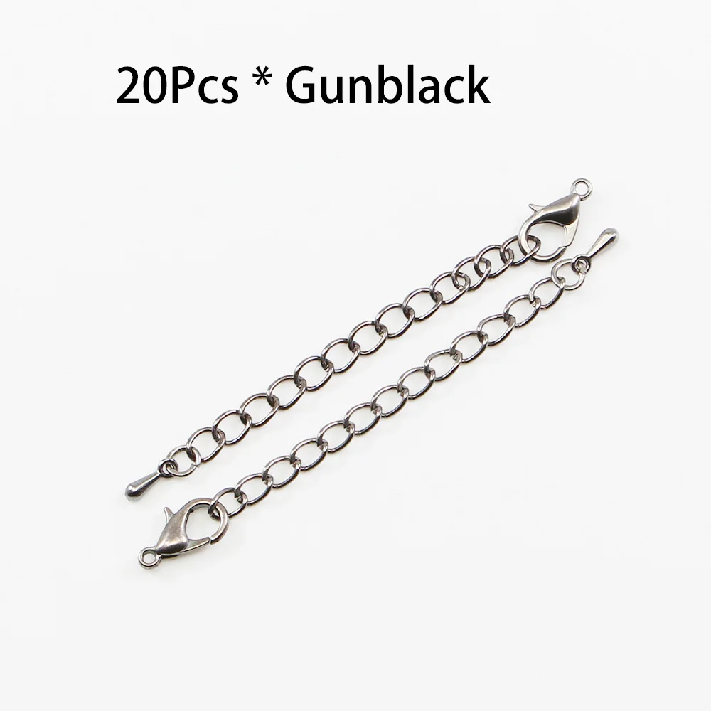 Gun Black 20 шт./лот 50/70 мм золото/родиево-серебряного цвета; с хвостом цепь на удлинительные цепочки карабины разъем для изготовление, поиск ювелирных изделий - Цвет: Gun Black
