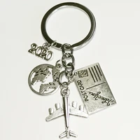 2020 2022new world airplane map keychain travel discovery cabazon airplane postcard charm pendant keychain gift