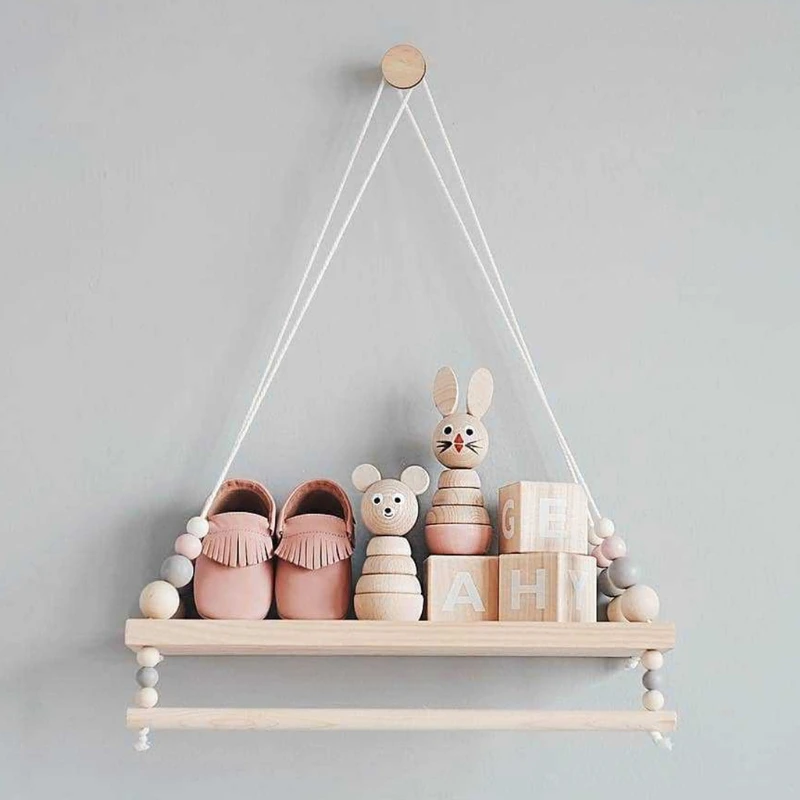 

Nordic drewniane pki cienne z wieszak na ubrania pokj dziecicy Craft Storage Rack liny cienne wiszce