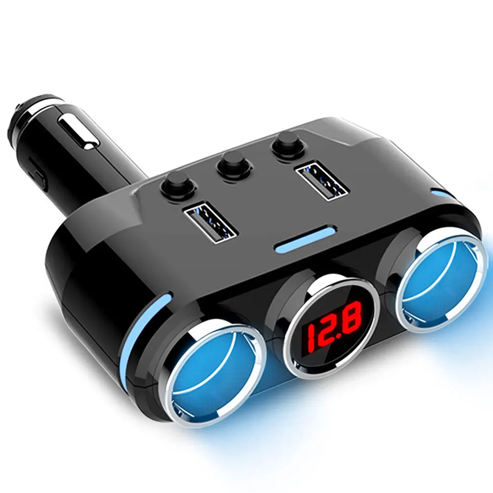 

Quick Charge QC3.0 3.1A Dual USB Car Charger Fast Charging Quick Charge Power Adapter With Double Cigarette Lighter Socket Split
