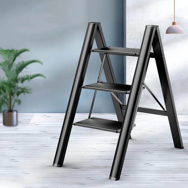 

Household Step Ladder portable folding ladder aluminum alloy herringbone Anti-Slip and Wide Pedal flower rack three-step Ladder