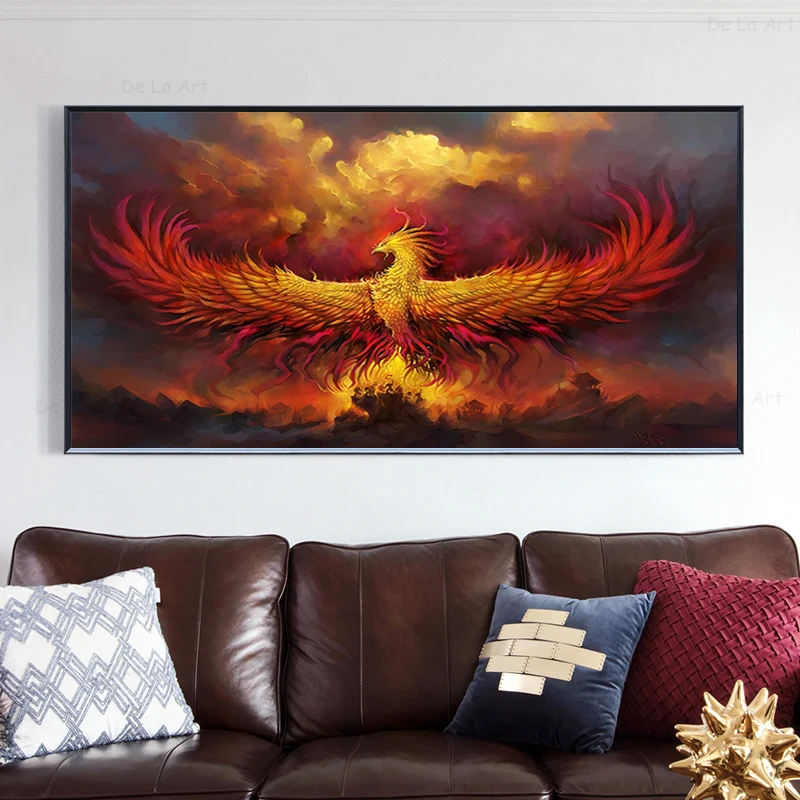 

Phoenix Canvas Painting for Living Room Game Poster and Prints Hoom Decor Phoenix Wall Art Abstract Animal Cartoon Painting