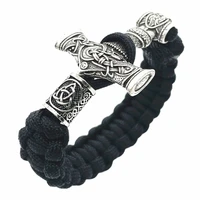 thor hammer charm norse runes beads diy jewelry viking paracord bracelet men vikings accessories