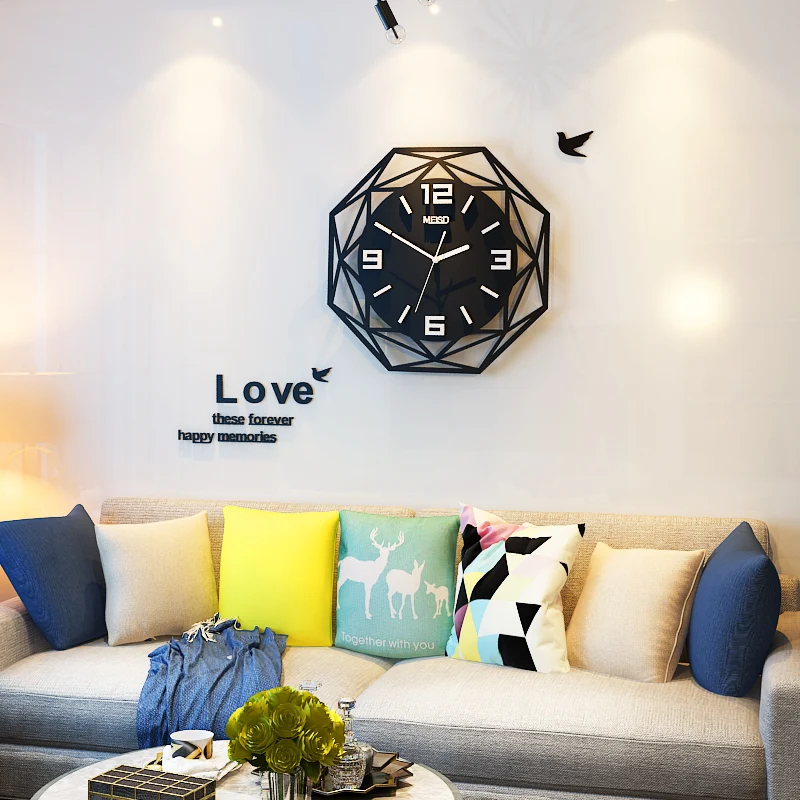 GH креативные геометрические бесшумные большие акриловые 3D настенные часы