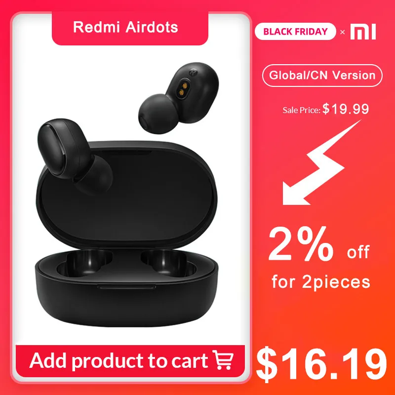Оригинальные наушники Xiaomi Redmi Airdots Ture, Bluetooth 5,0, стерео наушники, гарнитура с шумоподавлением, Контрольный динамик