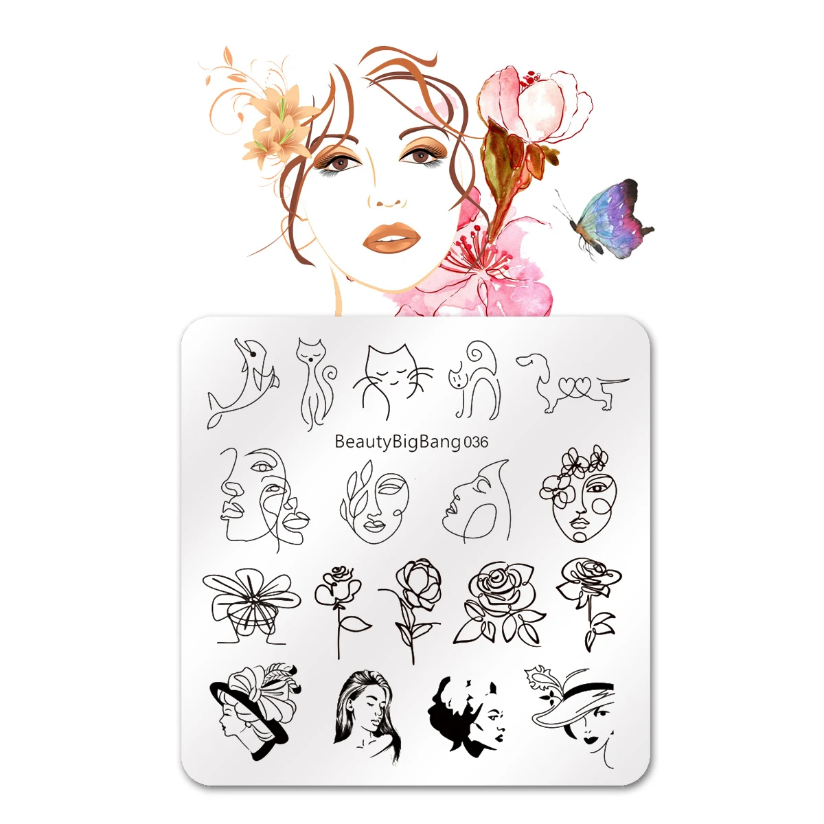BEAUTYBIGBANG 6*6 см квадратная пластина для стемпинга ногтей шаблон цветочный узор