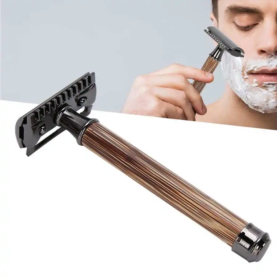 

Trimmer Men Bamboo Handle Manual Shaver Portable Beard Body Hair Shaver Trimmer Gun Color Hair Trimmer