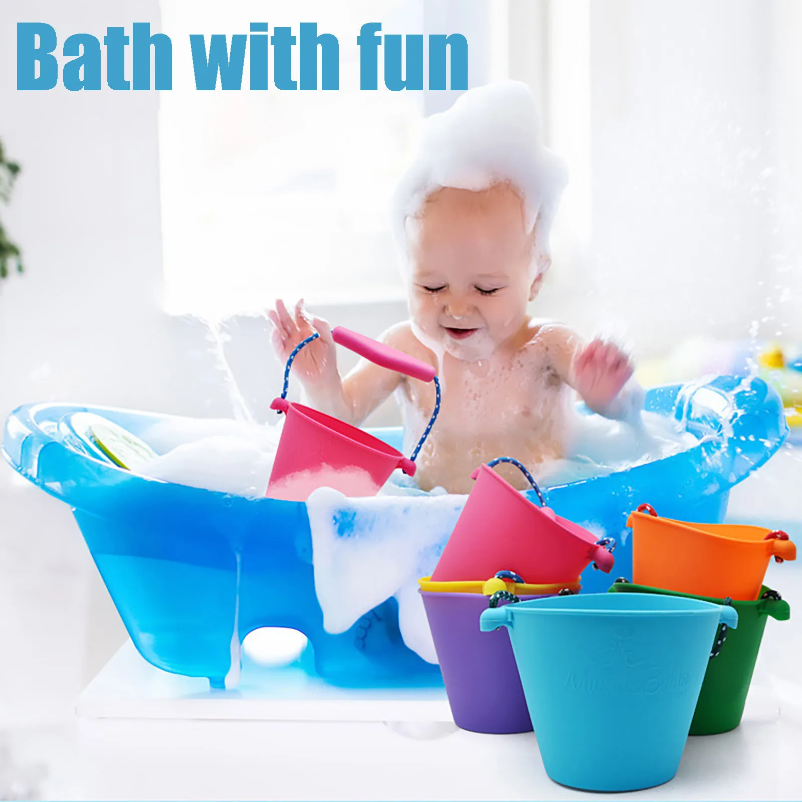 

Soft Silicone Beach Bucket Baby Foldable Multifunctional Beach Bathing Portable Silicone Soft Water Bucket Baby Beach Sand Play