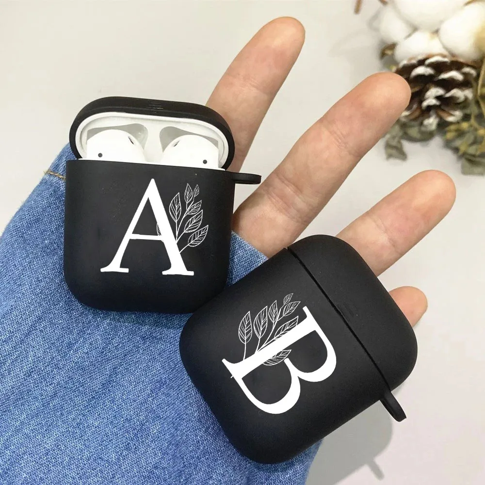 

26 white letters Matte Black Silicone Earphone Case Suitable for Apple Airpods Case 1 2 Englishr Wireless Accessory TPU Case