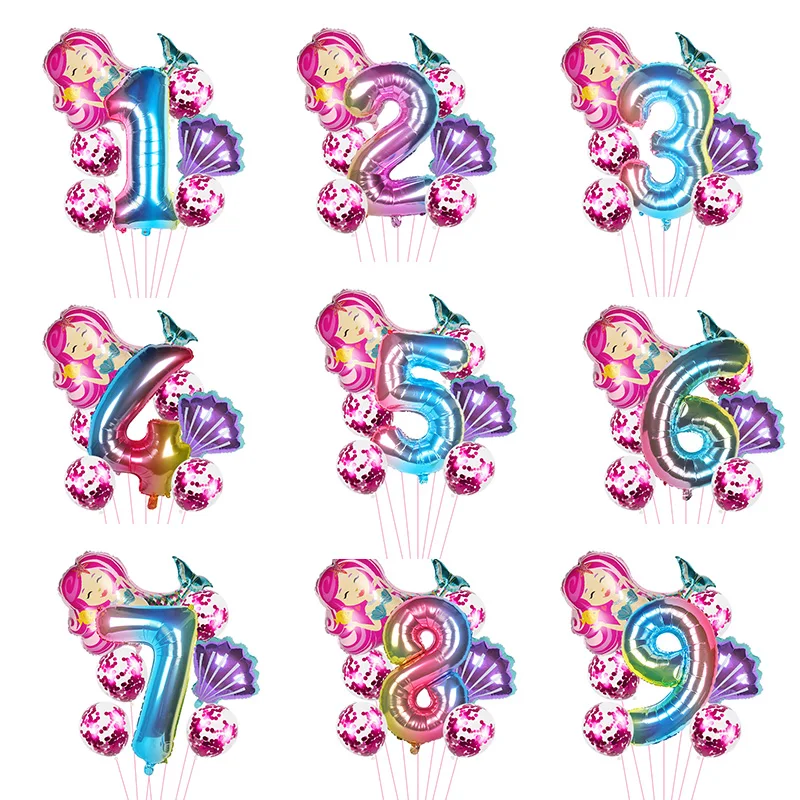 Праздвечерние чные товары для маленькой Русалочки шары из латекса цвета