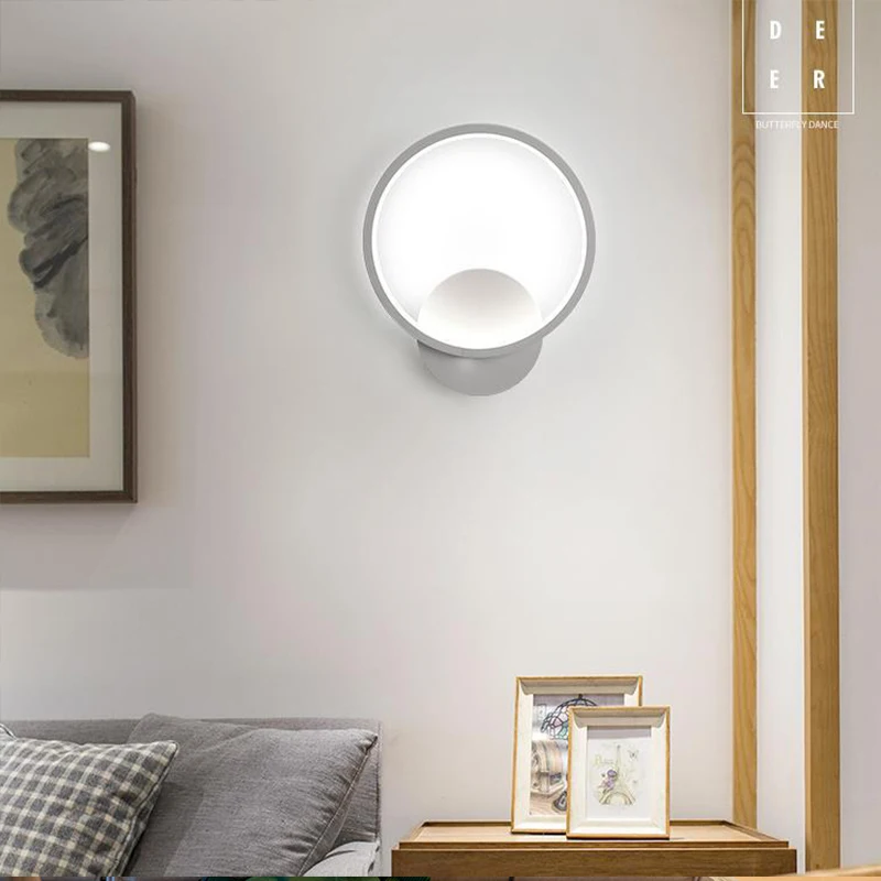 

Nordic modern led wall lamp bedroom personality creative wall lamp round porch light wall lamp