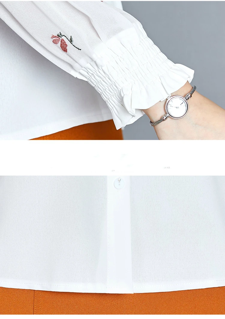 

Womens Tops And Blouses 3XL 4XL Plus Size Women Tops Floral Embroidery Chiffon Blouse Shirt Long Sleeve Blouse Women Blusas C713